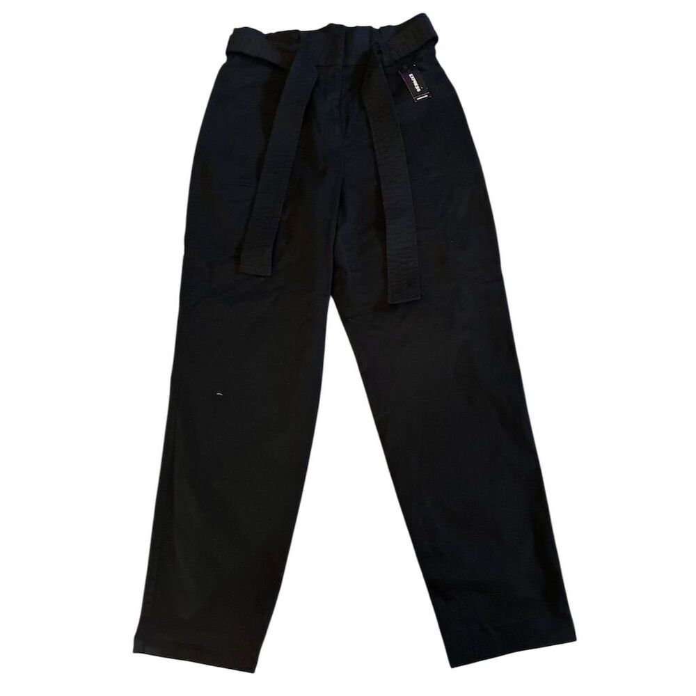 Express Women's Paperbag Tie-Waist Pants‎ Black Size 6 Casual